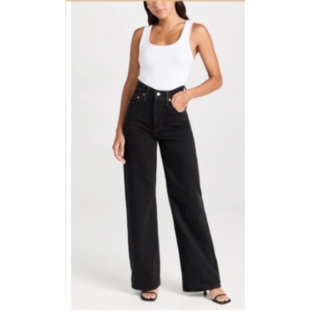 Levis Ribcage Wide Leg Jeans Rosie Posie Black Super High Rise 29x32 NWT